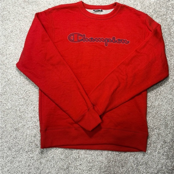 like new! Champion Men's Red crew neck Sweatshirt sz m - Picture 2 of 7